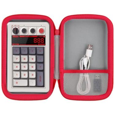 Imagem de co2CREA Capa rígida de viagem compatível com teclado mecânico 8BitDo Retro 18 (capa branca e zíper vermelho)