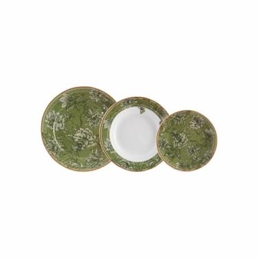 Imagem de Serviço de Baixela 12 Peças em Porcelana, Modelo Izabel, com Saliência nas Extremidades, Coleção Floresta, Schmidt Estilo, Porcelana Schmidt