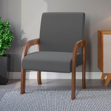 Imagem de Poltrona Decorativa Siggy Imbuia/Cinza - Casa Giulia