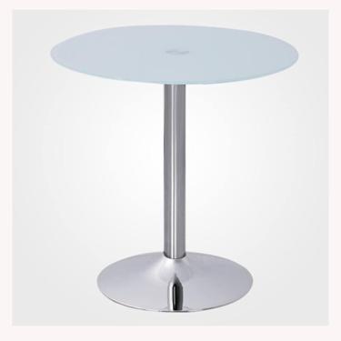 Imagem de Mesa de jantar de vidro moderna - tampo redondo transparente de 80 cm, base cromada - ideal para cozinha, jantar ou bistrô - assentos de 2 a 4, branco, 70 cm