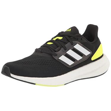 Imagem de adidas Tênis de corrida masculino Pureboost 22, Núcleo preto/branco nuvem/amarelo solar, 12.5