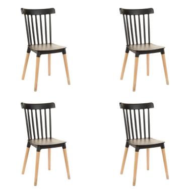 Imagem de  Kit 4 Cadeiras de Jantar Windsor Design - Pés de Madeira