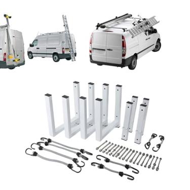 Imagem de Rack de Escada para Trailer, 4 Conjuntos de Rack de Escada de Montagem Lateral Adequado para Trailers Abertos e Fechados, Suporte de Escada de Trailer para Parede Lateral Externa