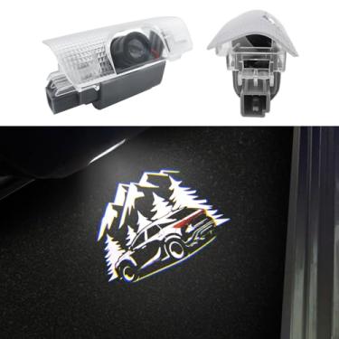 Imagem de BuJinZeTui 2 peças de logotipo de luzes de porta compatíveis com RX350H RX350 RX500H (2023-presente), acessórios de lâmpadas LED Ghost Shadow Welcome Puddle (montanha, RX350 (2023-presente))