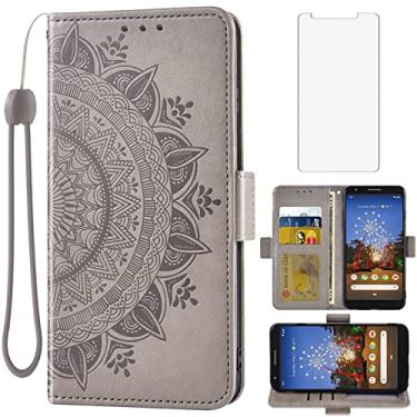 Imagem de Asuwish Capa carteira compatível com Google Pixel 3a, protetor de tela de vidro temperado, suporte para cartão de crédito, porta-cartões de crédito, acessórios para alça de pulso, suporte para celular