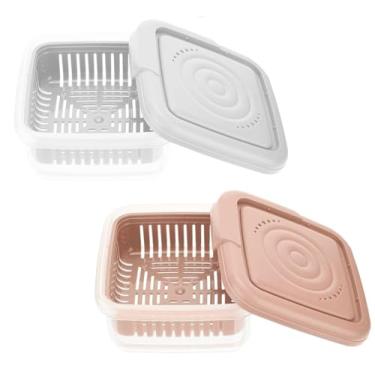 Imagem de Saboneteira quadrada Conjunto de 2, saboneteira com tampa Bandeja de saboneteira com escorredor para banheira de banheiro, (Branco + Rosa)