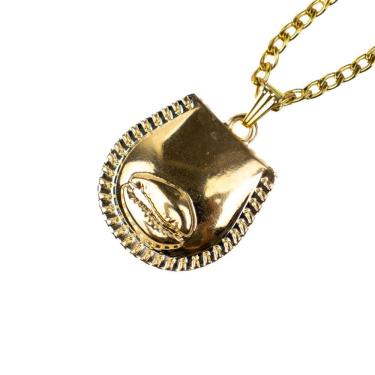 Imagem de Colar Corrente Pingente Búzios Metal 2,5 cm Dourado