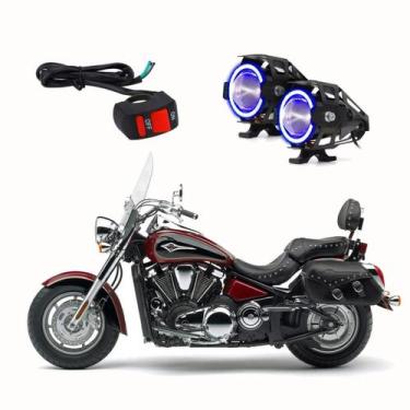 Imagem de Par Farol de Milha Angel Eye U7 Azul para Moto Kawasaki Vulcan VN 2000