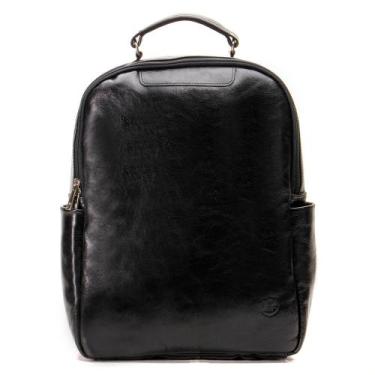 Imagem de Mochila Preta Executiva Design Em Couro Para Notebook - JFE COURO