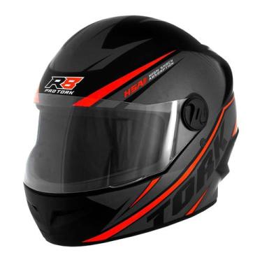 Imagem de Capacete Moto Fechado R8 Pro Preto/Vermelho Viseira Cristal Inmetro Ta