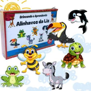 Imagem de Brinquedo Educativo Alinhavos com Caixa e Cordão Colorido 8 Animais - 