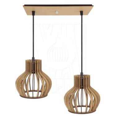 Imagem de Luminária Pendente Duplo Madeira Circus 15cm CQ Rústico - Madelumi, Bi