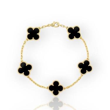 Imagem de Pulseira ouro 18 k com Pingente Trevos . - Elegancy Joias