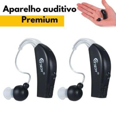 Imagem de Aparelho Auditivo Amplificador 2 Par Recarregável Premium - Jj-33 Blac