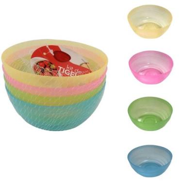Imagem de Jogo 4 Tigelas Potes Bowl Plástico Coloridos 340ml Sobremesa - Clink