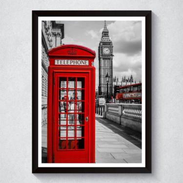 Imagem de Quadro Decorativo Com Moldura Cabine Telefônica Londres - Placa PVC