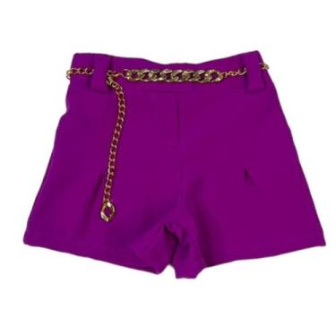 Imagem de Short Feminino Alfaiataria Com Cinto Infantil Lançamento - Ak Fashion 
