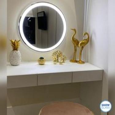 Imagem de Espelho Redondo com Faixa LED Banheiro Camarim 50x50 - Cebrace