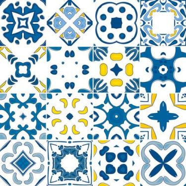 Imagem de Adesivo de Azulejo - Ladrilho Hidráulico - 10cm x 10cm - 16un - 382Azp