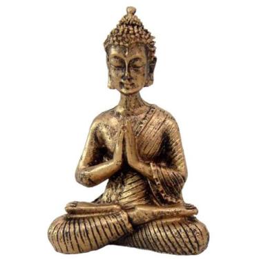 Imagem de Estatueta BUDA HINDU Miniatura Orando cor Dourado de Resina - Decore C