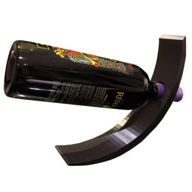 Imagem de Suporte para Garrafa de Vinho Expositor Mesa Luxo Cor Preta 3D - Pupa 