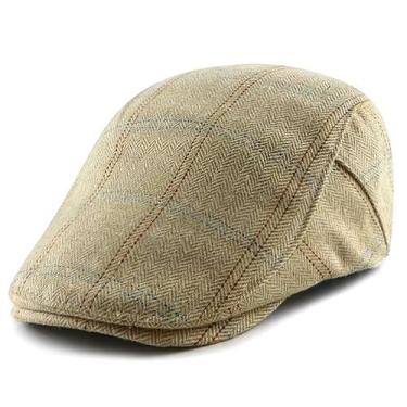 Imagem de Boina Britânica de Jornaleiro Viseira Plana Casual, Estampa Xadrez - X