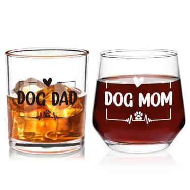 Imagem de Futtumy Conjunto de taças de vinho para mãe e pai de cachorro, melhores presentes para pais amantes de cães, presentes de mãe e pai, presentes de Natal para pais, novos pais presentes para casais de