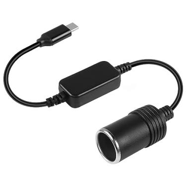 Imagem de HATMINI Cabo de alimentação USB C para isqueiro de cigarro, cabo conversor fêmea de soquete de isqueiro de 12 V para gravador de dirigir carro, GPS, E-Dog e outros eletrônicos automotivos