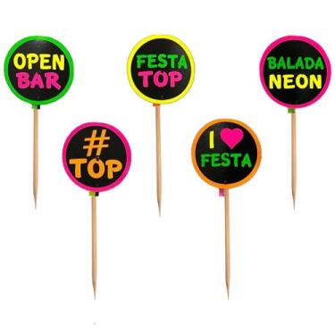 Imagem de Topper para Docinho Neon Luz Negra - 10 Unidades - Extra Festas