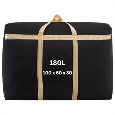 Imagem de Sacola Sacolão De Viagem Grande 100x60x30 Bolsa Mudança Gg G 180 Litros Sacoleira Bolsão Feira Compras Paraguai XGG GGG Reforçada Resistente (Preto, 180 Litros)