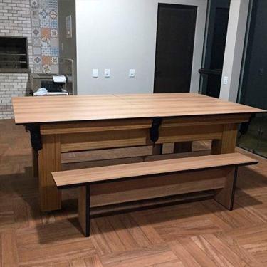 Imagem de Mesa de Sinuca e Jantar com Bancos Diver Madeira Maciça Carlin Bilhare