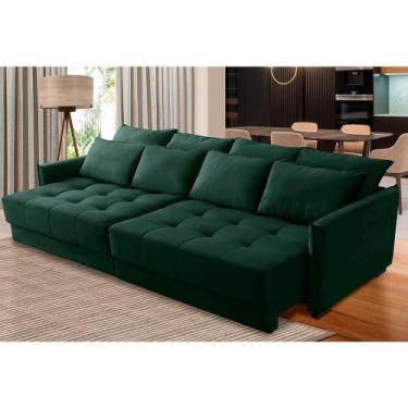 Imagem de Sofá Sem Caixa Retrátil Reclinável 2,30m Clara Veludo Verde Kaleo Deco