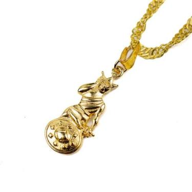 Imagem de Colar Corrente com Pingente Obá 3.5 cm Dourado - Lua Mística - 100% Or