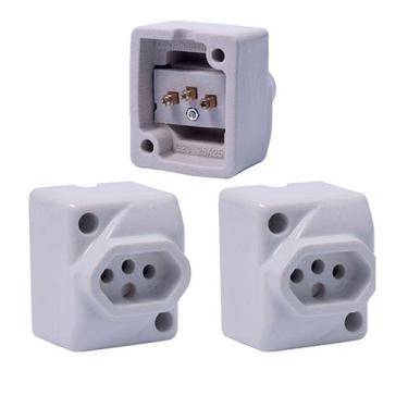 Imagem de Kit 3 Tomada De Sobrepor De Porcelana Plugue Padrão ABNT 25a - G20
