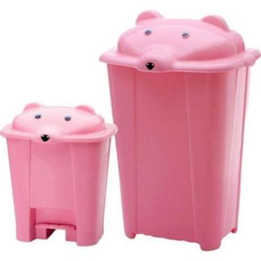 Imagem de Kit lixeira e cesto urso rosa - ADOLETA BEBE