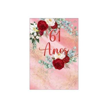 Imagem de Painel De Festa Vertical 1,50 x 2,20 - Efeito Mármore Floral 61 Anos 0