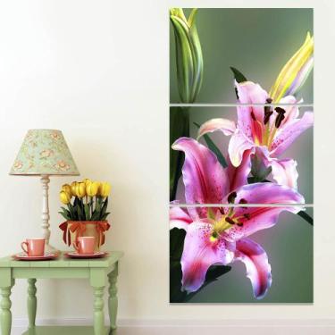 Imagem de Quadro Decorativo Flor 60x120 Lírio Tigre Rosa Vertical sala - IQuadro