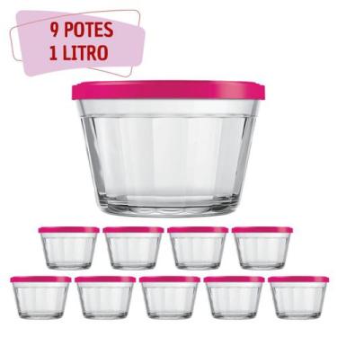 Imagem de Kit Potes Americano Tampa Sortida Grande Alimentos 1L - 9Un - NADIR FI