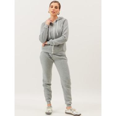 Imagem de Conjunto Moletom Feminino Roupas De Frio Feminina Blusa Canguru Zíper 