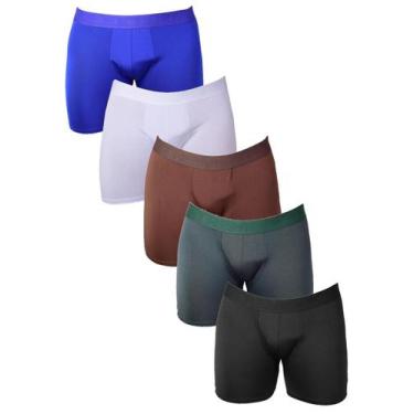 Imagem de Kit 5 Cuecas Ciclista Masculino Adulto em Microfibra Comprida Confortá