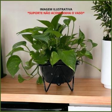 Imagem de Suporte Vaso Tripé Plantas Chão Jardim Decoração Casa Preto Cozinha Es