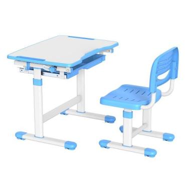 Imagem de Mesa e Cadeira Infantil Estudos e Desenho Regulável B207-BLUE Azul - C