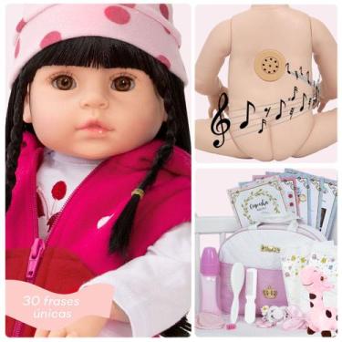 Imagem de Bebe Reborn Realista Morena Girafinha Enxoval Fala 30 Frases - Cegonha