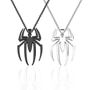 Imagem de FUSTMW Conjunto de colar de aranha super inspirado em heróis presentes de joias de aranha presentes para fãs de filmes de TV Halloween presentes de aranha, Large, Aço inoxidável, na gem