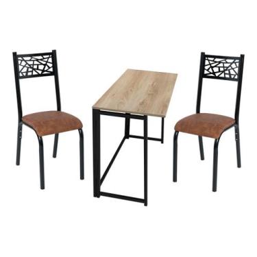 Imagem de Kit manicure ciplafe jade 1 mesa carvalho dob 2 cadeiras, Caramelo