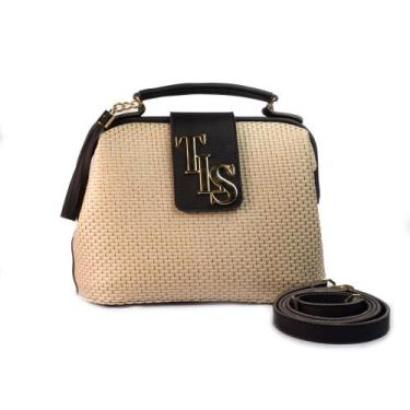 Imagem de Bolsa Feminina Pequena Palha Moderna Linda Tranversal - Talassa, Preto