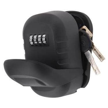 Imagem de HOJLKLD Caixa de bloqueio de chave, caixa de armazenamento de chaves de casa à prova d'água com código de combinação redefinível de 4 dígitos, cofre de segurança de grande capacidade para casa