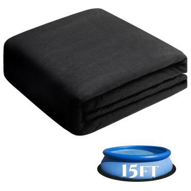 Imagem de Tacsal Forro de piscina redondo resistente de 3,5 m para piscinas acima do solo, evita perfurações, tapetes de piscina resistentes a perfurações de dupla densidade para piso podem estender o uso do