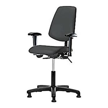 Imagem de Thomas Cadeira de vinil com altura de mesa 1163N02 com encosto médio e inclinação sem braços, base de nylon, rodízios, carvão