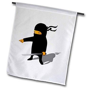 Imagem de 3dRose fl_204288_2 Impressão de adorável desenho Ninja com bandeira de jardim de espada, 45,7 x 68,5 cm